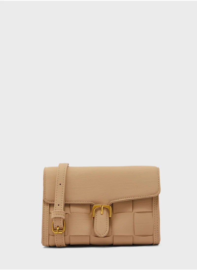 Ginger Weave Crossbody Satchel Bag