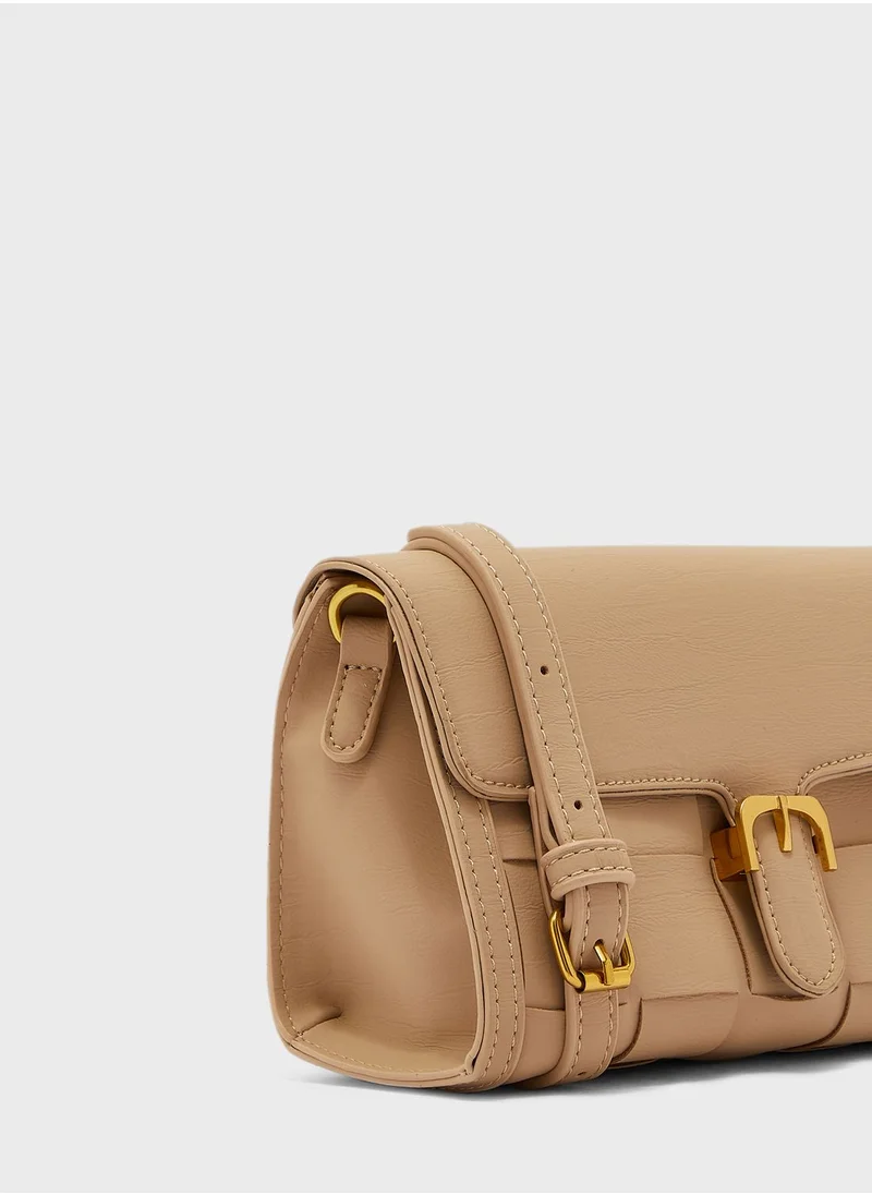 Ginger Weave Crossbody Satchel Bag