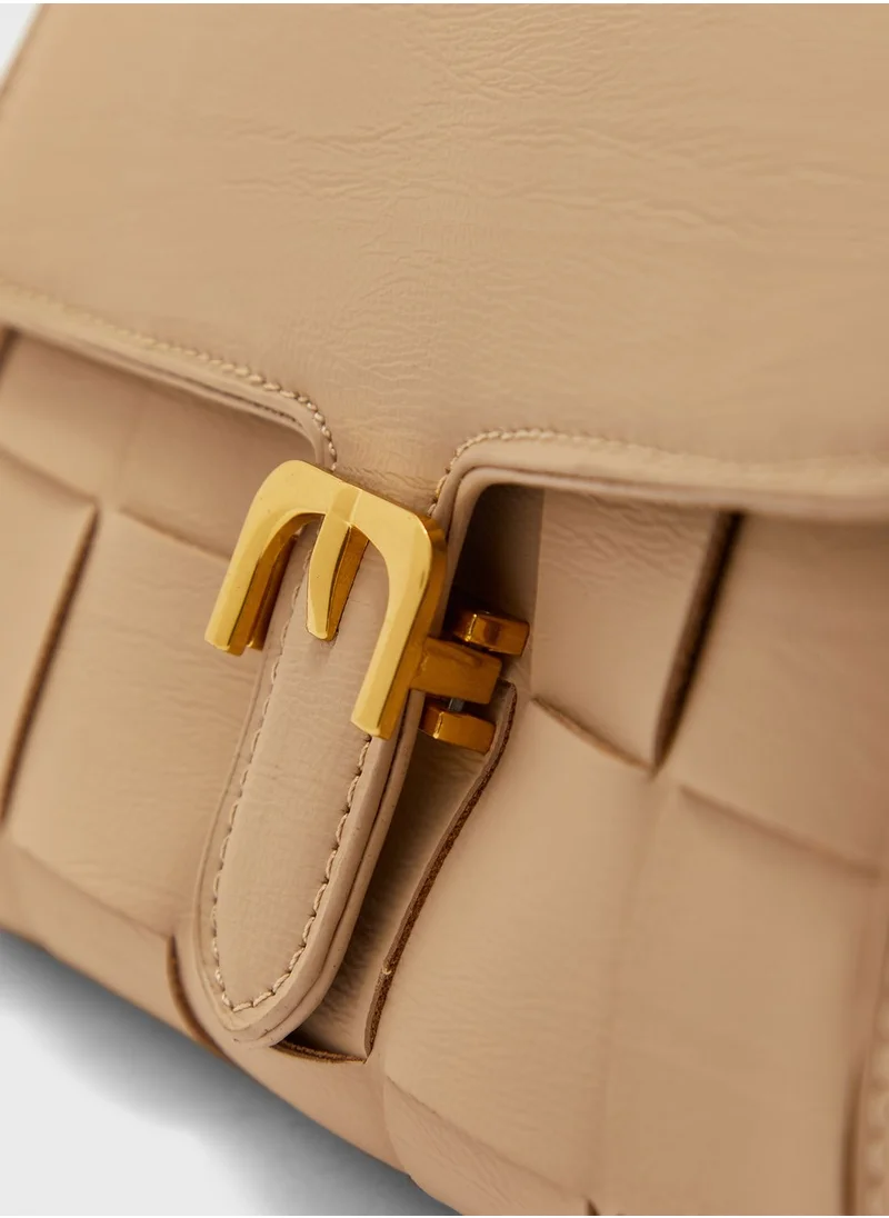 Ginger Weave Crossbody Satchel Bag