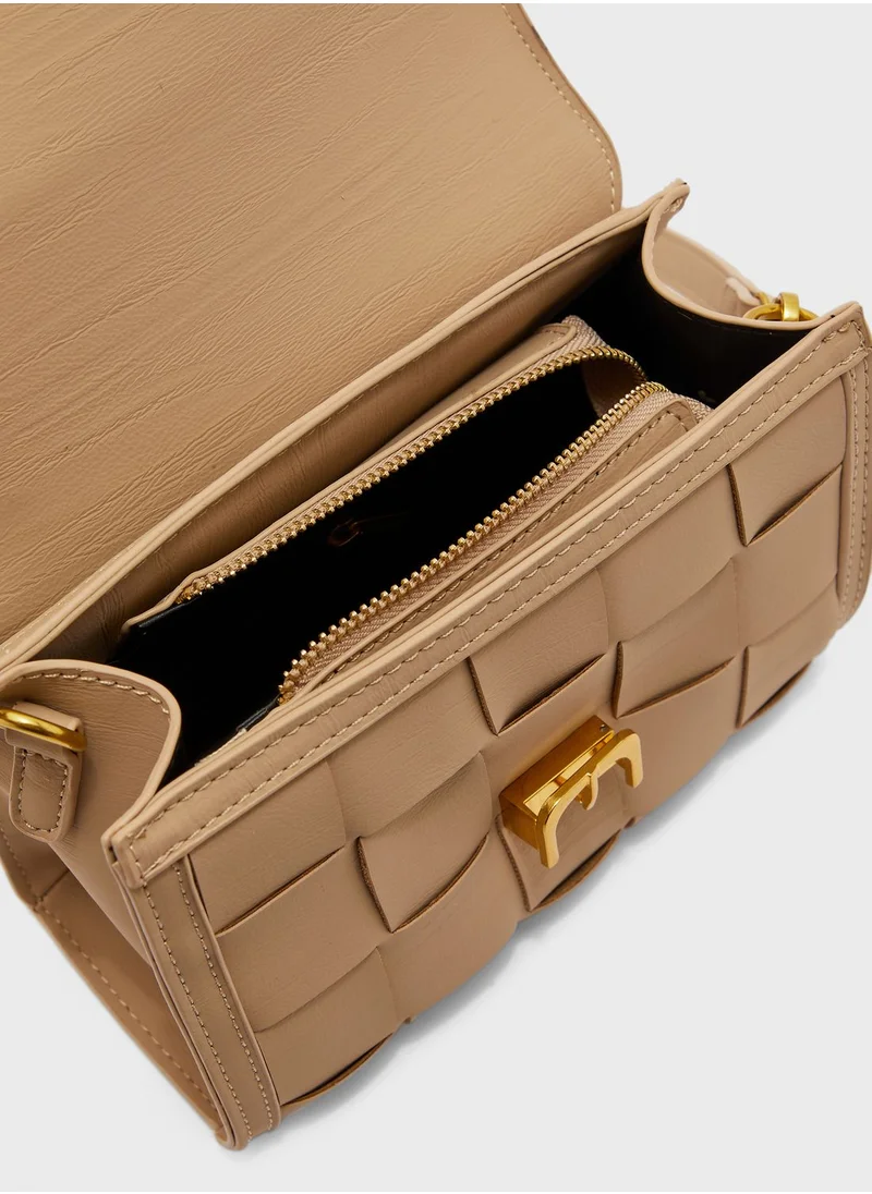 Ginger Weave Crossbody Satchel Bag