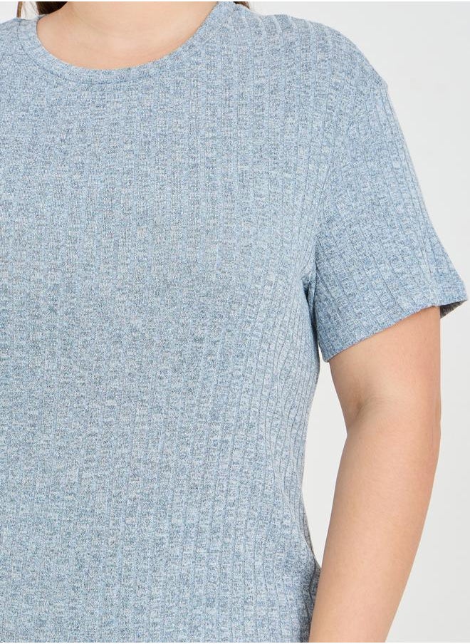 Styli - Ribbed Short Sleeve T-Shirt & Cycling Shorts Lounge Set - Image 1