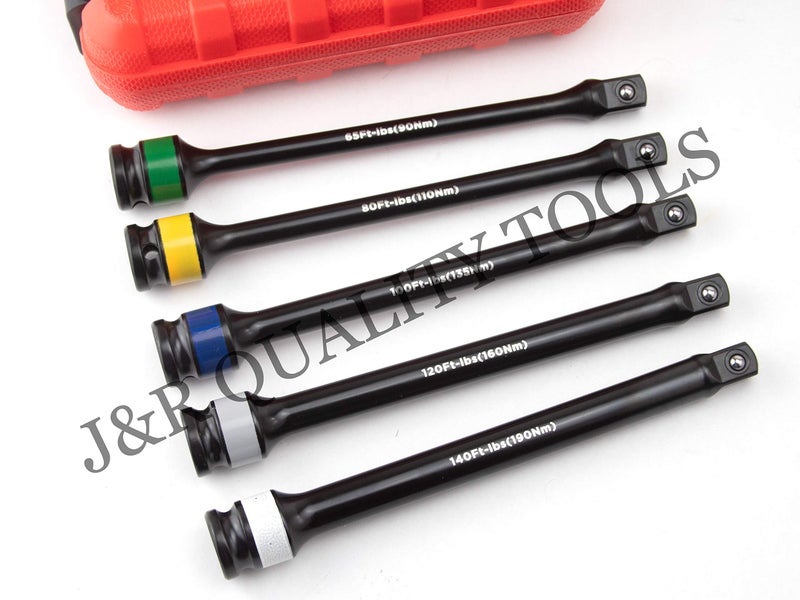 VCT 5PC TORQUE EXTENSION BAR TOOL SET 1/2" DR DRIVE TORQ TORK STICK COLOR AND LETTER - Image 2