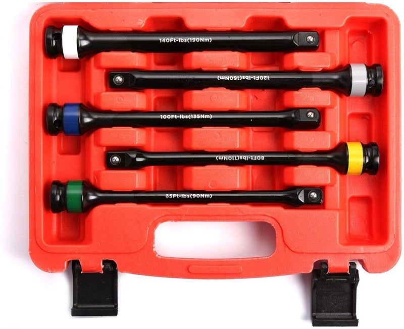 VCT 5PC TORQUE EXTENSION BAR TOOL SET 1/2" DR DRIVE TORQ TORK STICK COLOR AND LETTER - Image 1