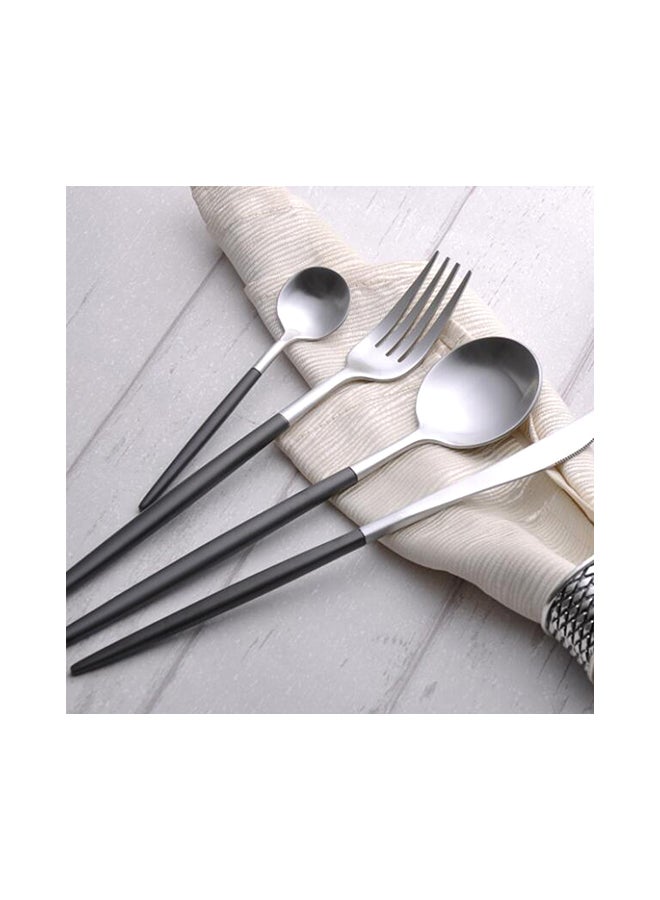 4-Piece Dinner Flatware Cutlery Set Silver/Black  - Image 2