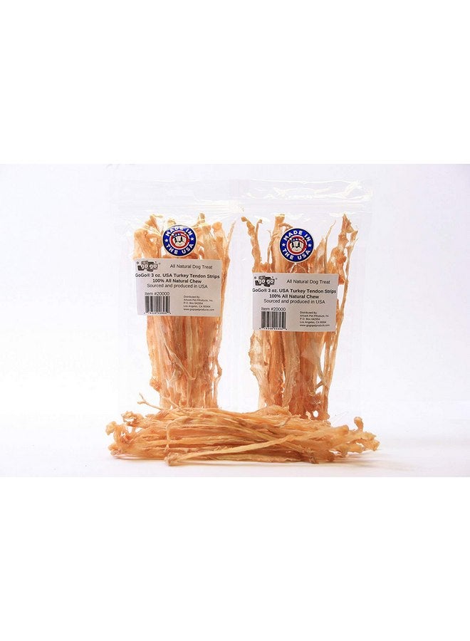GOGO GOGO 3oz Turkey Tendon Strips Dog Chew Treats Sources and Made in The USA (2 Pack) - Image 1