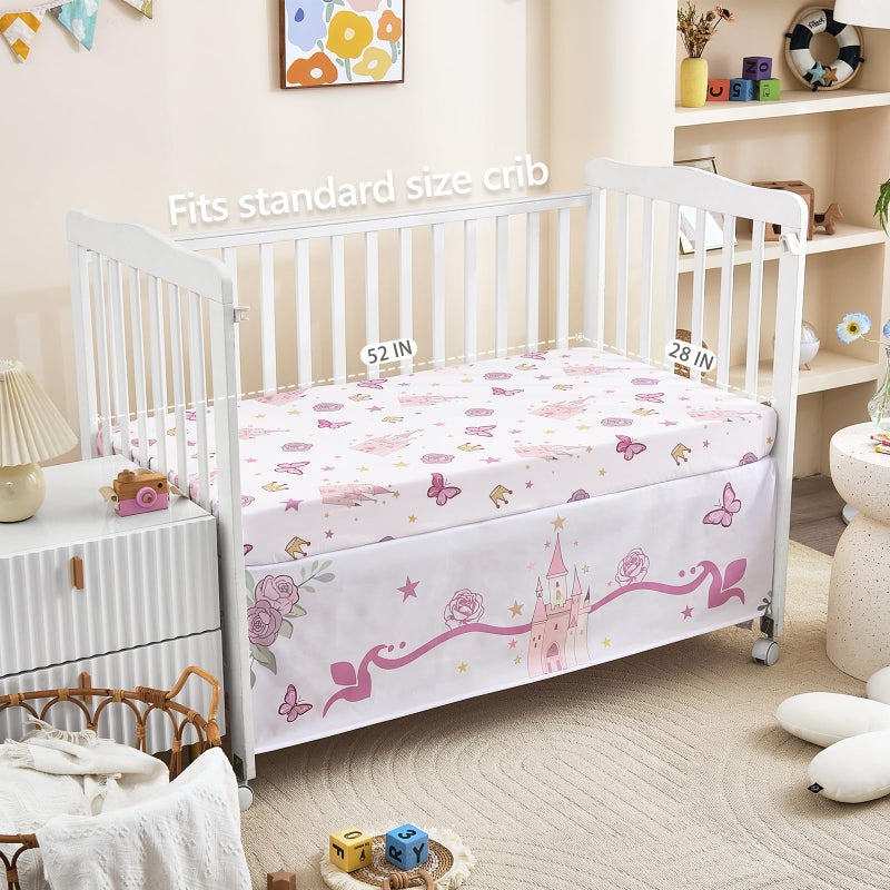 NacoMoco 3-Piece Crib Bedding Set for Girls - Ultra Soft Baby Bedding Set Includes Crib Comforter, Sheet & Skirt (Purple) - Image 4