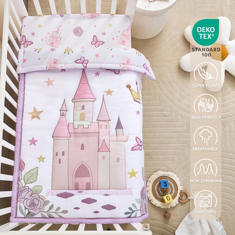 NacoMoco 3-Piece Crib Bedding Set for Girls - Ultra Soft Baby Bedding Set Includes Crib Comforter, Sheet & Skirt (Purple) - Image 3