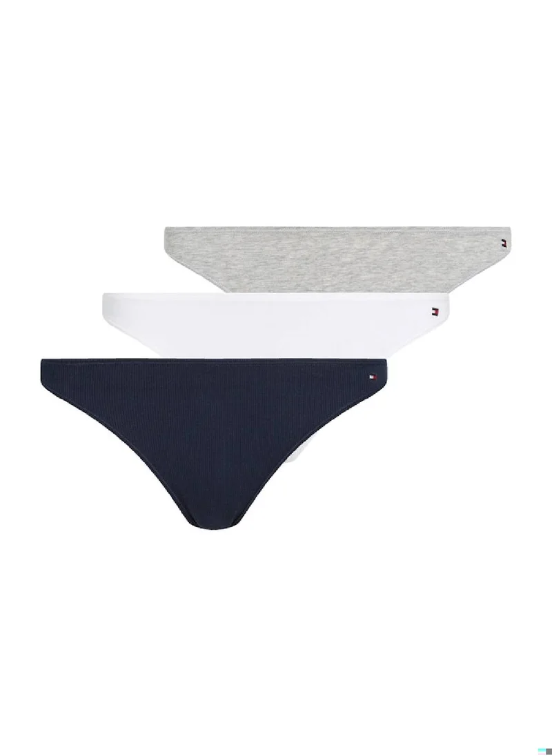 TOMMY HILFIGER Women's 3-Pack Hilfiger Flag Dipped Briefs - Cotton, Multicolour