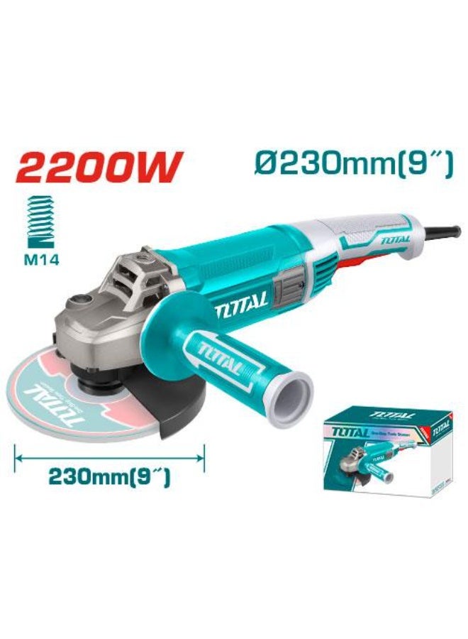 Total Tools Total Angle Grinder 2200W, 230mm (9 inch) Disc, M14 Spindle - Image 3