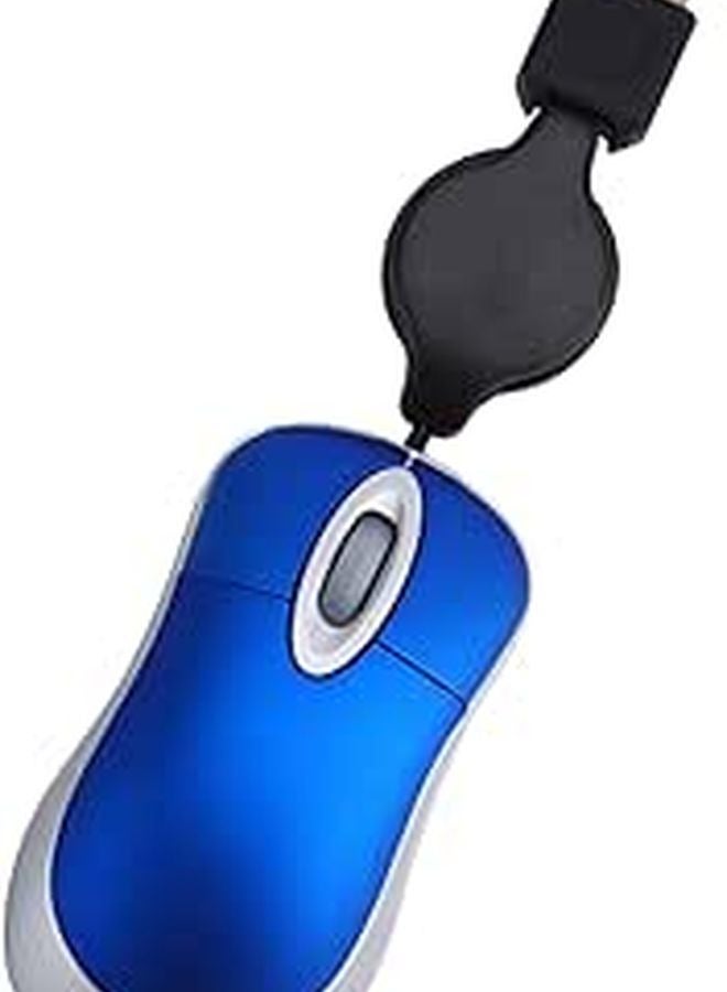 ماوس سلكي صغير USB بتصميم تلسكوبي محمول، دقة بصرية زرقاء لأجهزة الكمبيوتر المحمولة بنظام Windows - Image 1