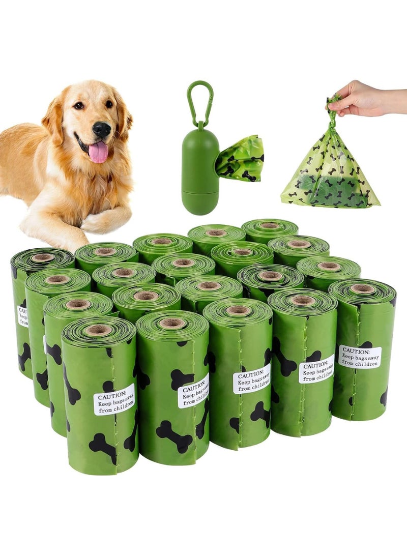 Rock Pow 20Rolls-300pcs Dog/Pet Litter Disposal Bags Supplies 1pcs Green Adjustable Dispenser Extra Thick and Strong 100% Leak Proof Biodegradable Waste Bag - Image 1