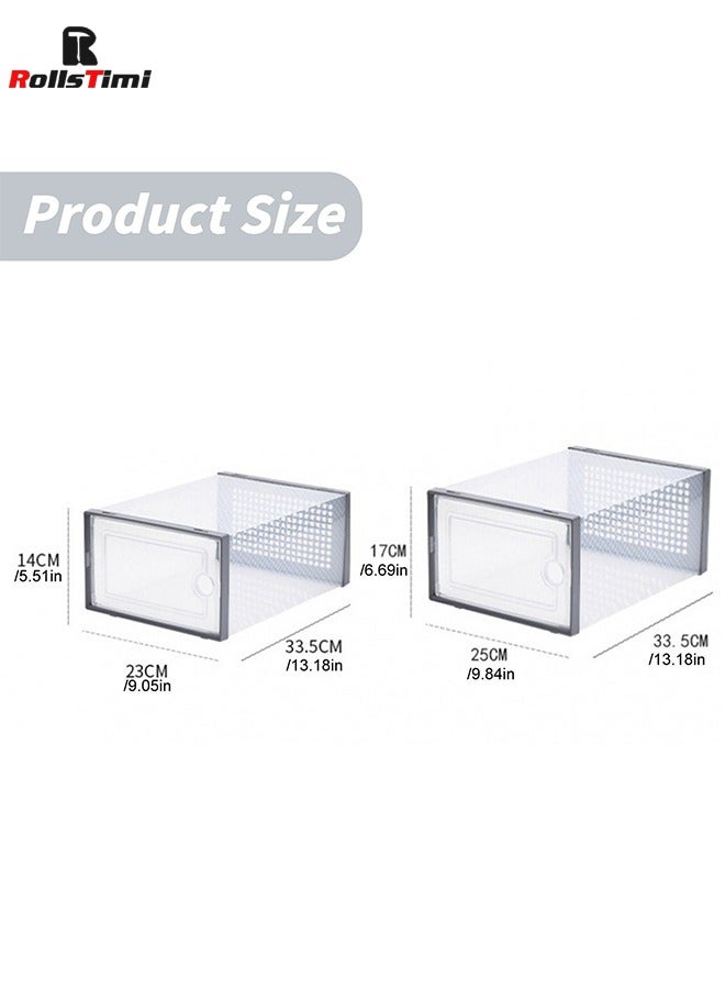 رولستيمي 12 قطعة صندوق أحذية ، صناديق تخزين الأحذية واضح البلاستيك تكويم ، منظم أحذية الحاويات مع الأغطية ، رمادي - Image 4