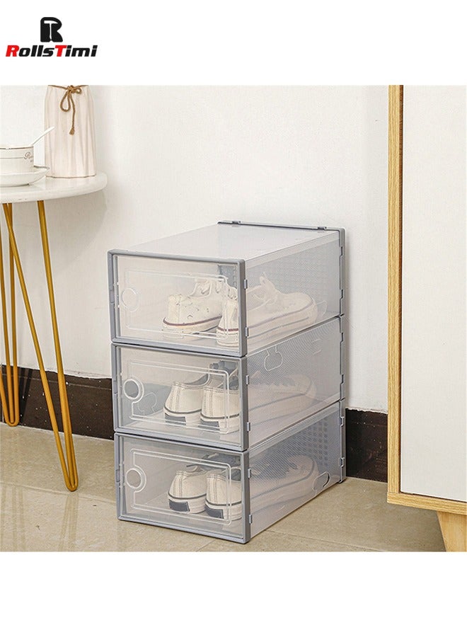 رولستيمي 12 قطعة صندوق أحذية ، صناديق تخزين الأحذية واضح البلاستيك تكويم ، منظم أحذية الحاويات مع الأغطية ، رمادي - Image 5
