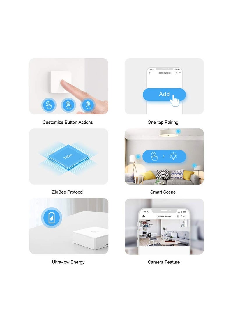 SYOSI - Zigbee Wireless Switch, Supports To Create Smart Scenes, Trigger the Connected Devices on Ewelink APP with Three Control Options, ZigBee Bridge Required(Battery Is Not Included) - Image 1