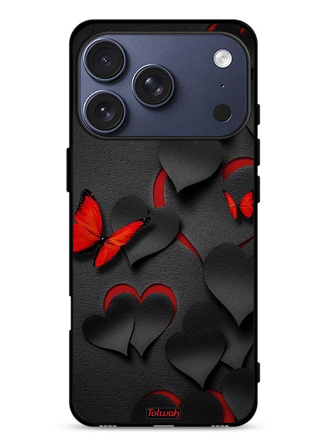 Tolwak Apple iPhone 17 Pro Protective Case Cover Hearts And Butterflies Pattern - Image 1