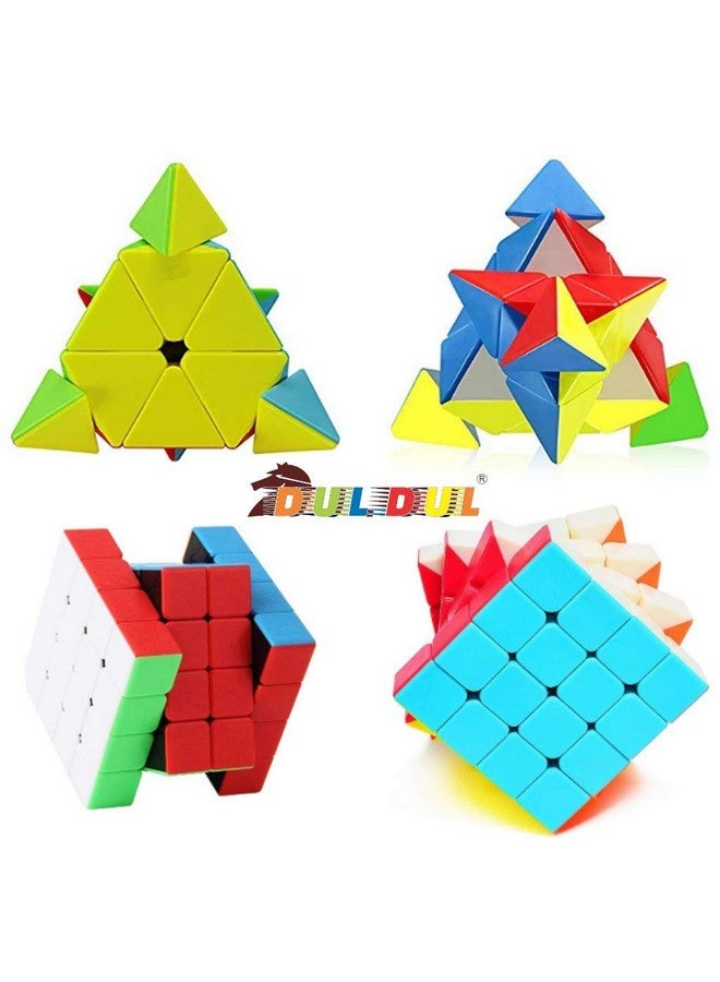 DUL DUL Pyramid Speed Cube 4x4x4 Completely Stickerless High Speed Extra Smooth Magic Puzzle Cube| Combo Cube (Pyramid,4X4 Cube) - Image 3