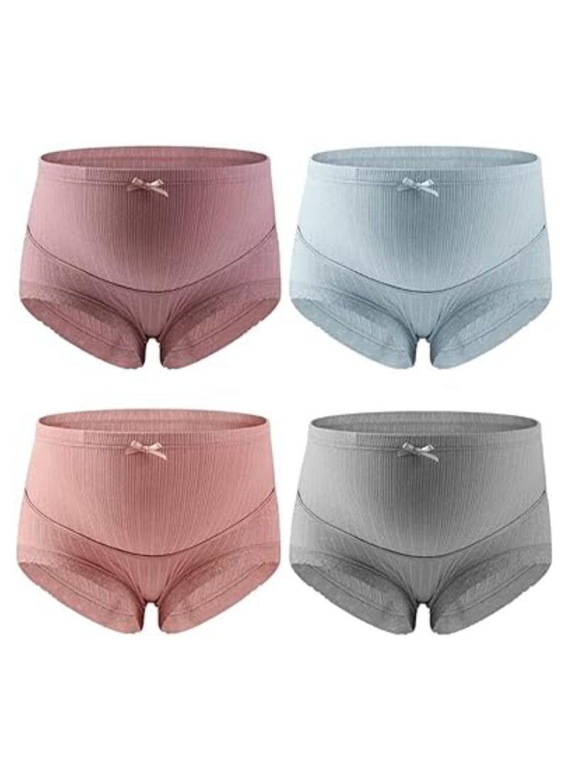 SYOSI 4 PCS Maternity Knickers for Women, Adjustable High Cut Cotton Over Bump Lace Underwear Panties, Comfortable & Breathable Cotton Briefs Pregnant, Ladies Panties, High Waisted Knickers for Women (XL)  - Image 1