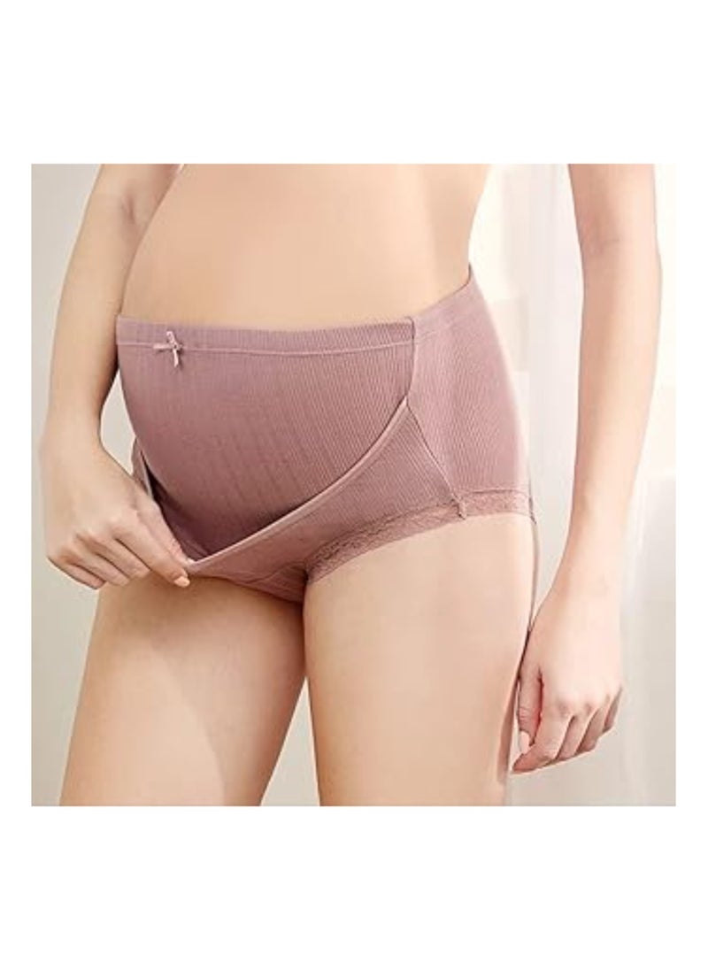 SYOSI 4 PCS Maternity Knickers for Women, Adjustable High Cut Cotton Over Bump Lace Underwear Panties, Comfortable & Breathable Cotton Briefs Pregnant, Ladies Panties, High Waisted Knickers for Women (XL)  - Image 2