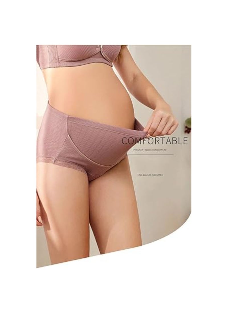 SYOSI 4 PCS Maternity Knickers for Women, Adjustable High Cut Cotton Over Bump Lace Underwear Panties, Comfortable & Breathable Cotton Briefs Pregnant, Ladies Panties, High Waisted Knickers for Women (XL)  - Image 3