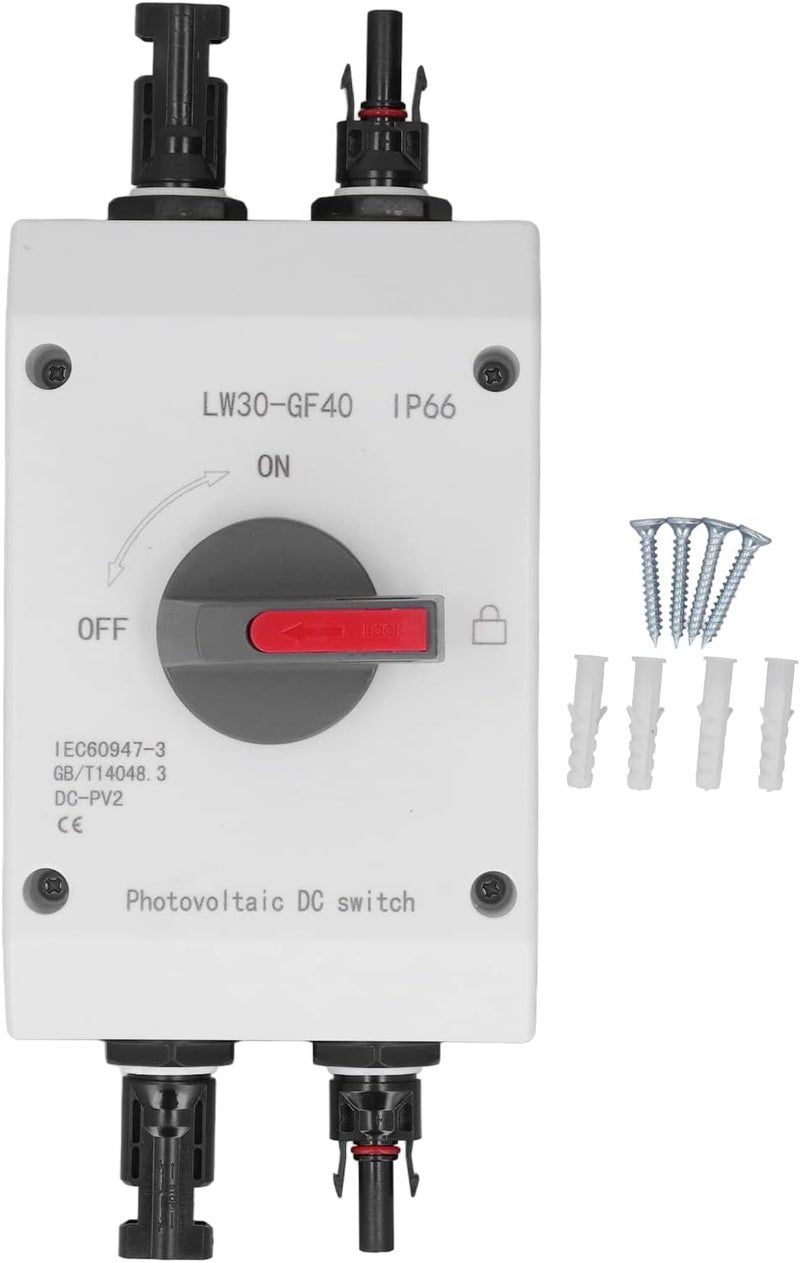 cheekyglo Solar PV DC Isolator Disconnect Switch, 1200V DC 32A 4P IP66 Waterproof Solar System Solar Combiner Box, Solar Disconnect Switch for RV, Boats, and Off/On Grid Solar System(Basic) - Image 1