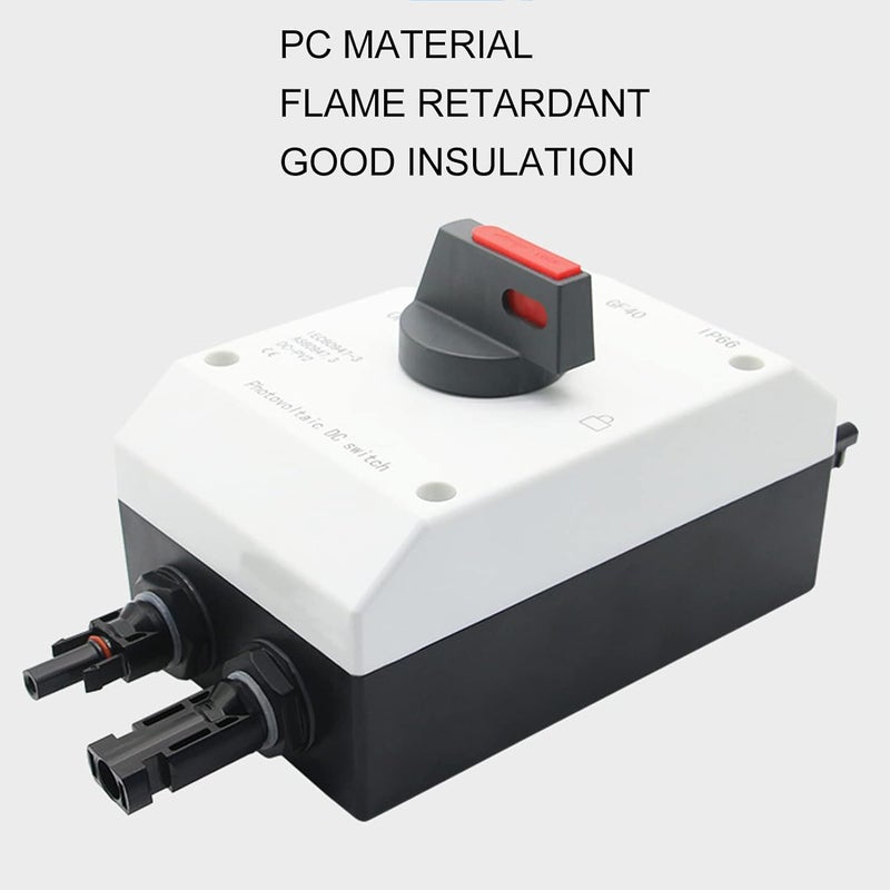 cheekyglo Solar PV DC Isolator Disconnect Switch, 1200V DC 32A 4P IP66 Waterproof Solar System Solar Combiner Box, Solar Disconnect Switch for RV, Boats, and Off/On Grid Solar System(Basic) - Image 5