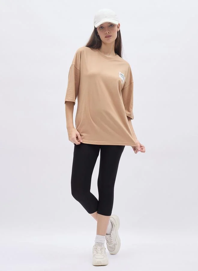 ستايلي Styli Printed Oversized Longline T-Shirt