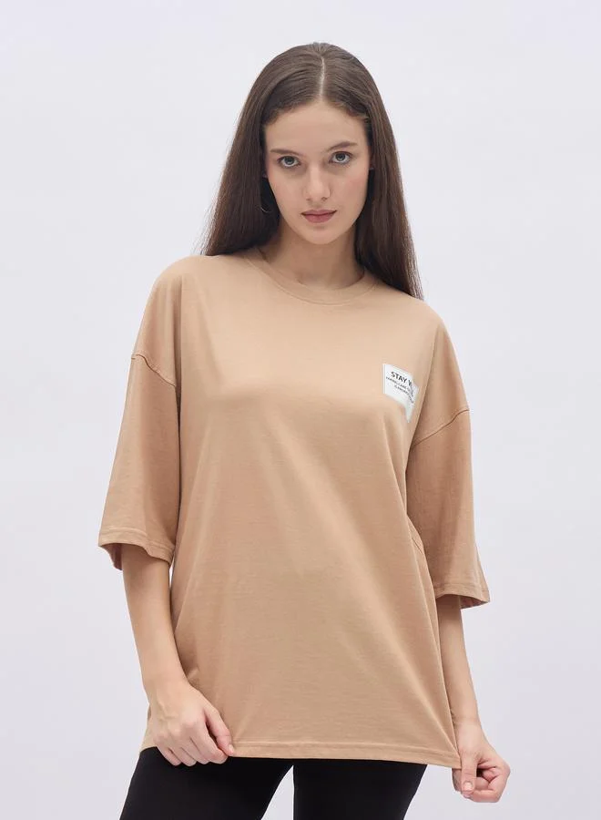 ستايلي Styli Printed Oversized Longline T-Shirt