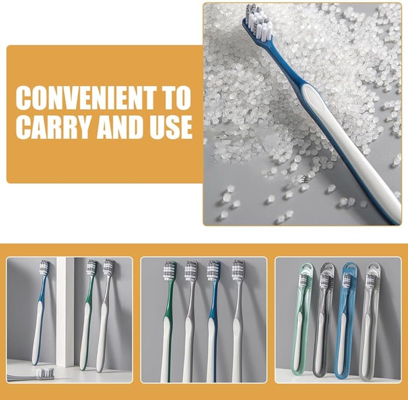 TIDTALEO 8 قطع فرشاة أسنان صلبة للرجال، فرشاة يدوية محمولة للسفر، تنظيف العناية بالفم - Image 4