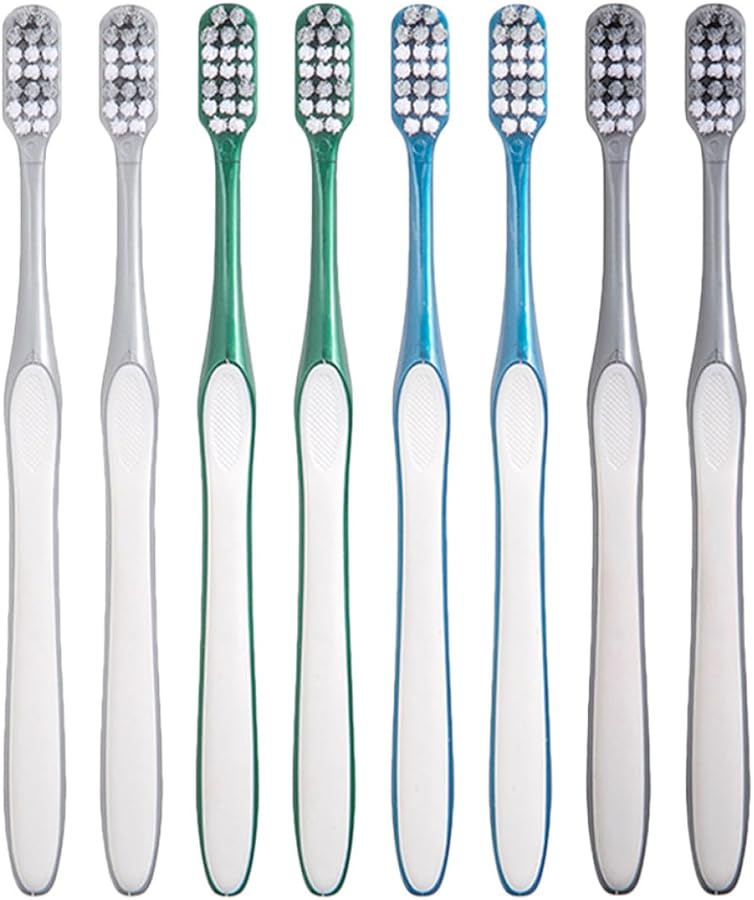 TIDTALEO 8 قطع فرشاة أسنان صلبة للرجال، فرشاة يدوية محمولة للسفر، تنظيف العناية بالفم - Image 2