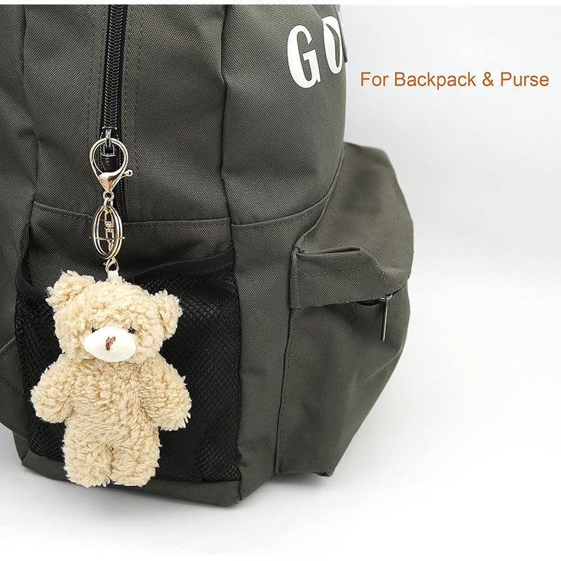 Miokkley Cute Teddy Bear Keychain for Backpack, 5 Inch Bear Plush Keychain with Purple Heart Bag Charms for Women Girls - Image 2