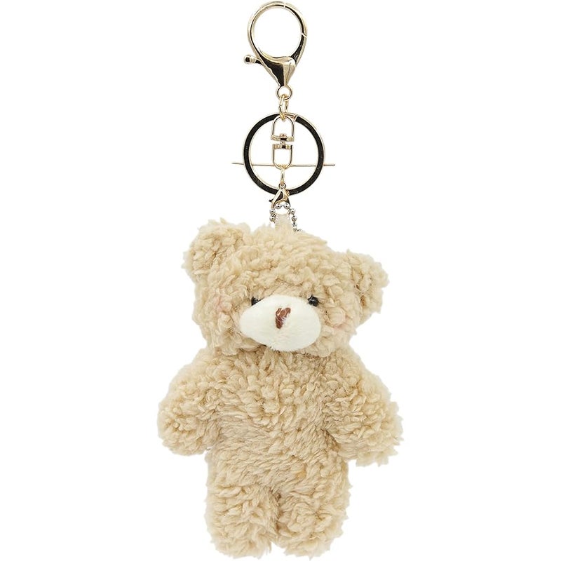 Miokkley Cute Teddy Bear Keychain for Backpack, 5 Inch Bear Plush Keychain with Purple Heart Bag Charms for Women Girls - Image 1
