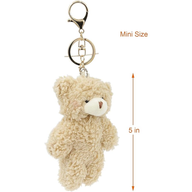 Miokkley Cute Teddy Bear Keychain for Backpack, 5 Inch Bear Plush Keychain with Purple Heart Bag Charms for Women Girls - Image 3