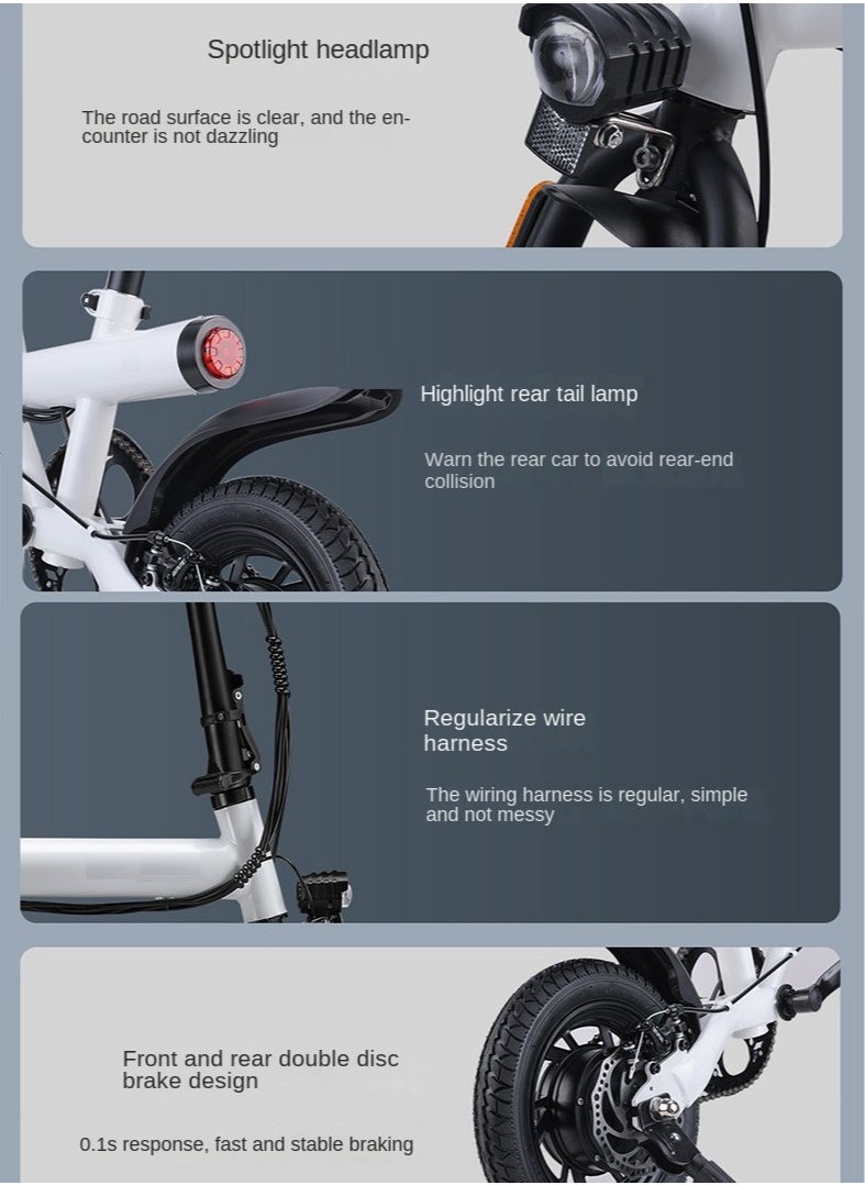 Gasin - Adult E-Bike Scooter, 50KM Range, 400W Motor, 14-inch Shock-Absorbing Tires, Foldable, Specialized for Commuting, Beach, Sandy Ground & Mountain Riding - Image 1
