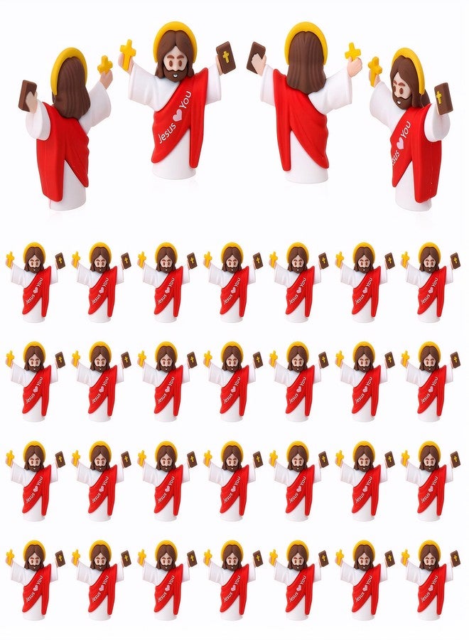 GGSTDDUP 30 Pcs Little Jesus Figures Jesus Love You Mini Jesus Figurines Religious Easter Mini Figurines for Sunday School Baptism Gifts Party Favors(Red) - Image 1