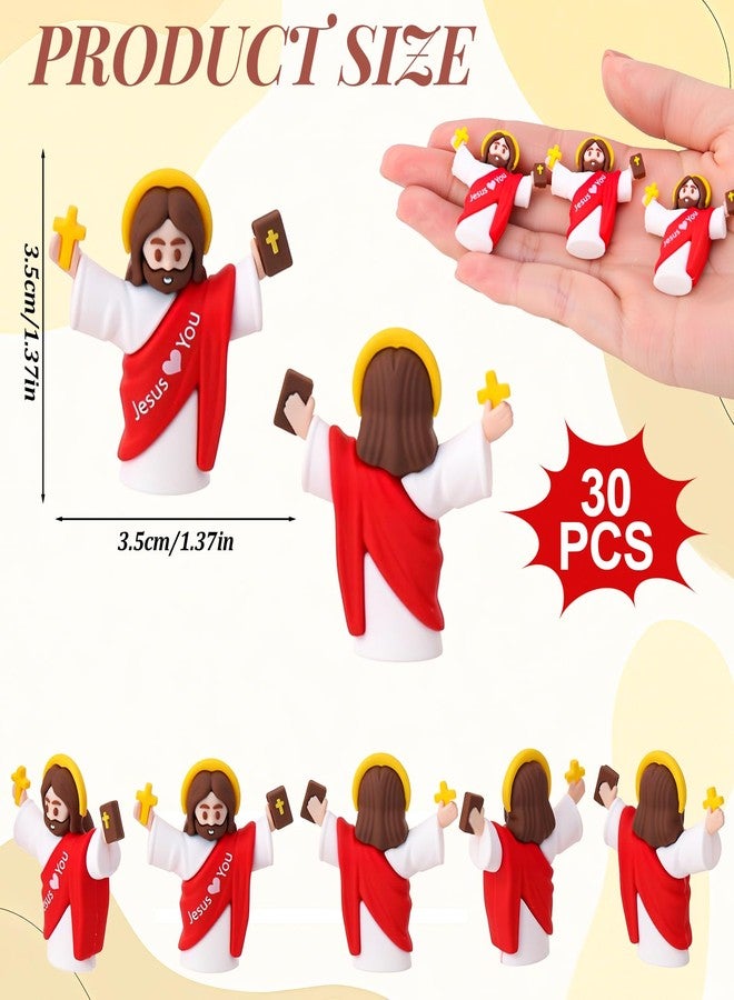 GGSTDDUP 30 Pcs Little Jesus Figures Jesus Love You Mini Jesus Figurines Religious Easter Mini Figurines for Sunday School Baptism Gifts Party Favors(Red) - Image 2