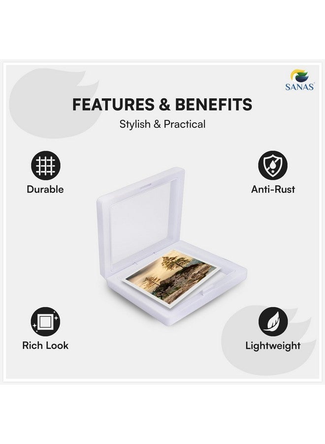 Sanas إطار صور مربع أبيض أكريليك من ساناس (10 قطع) هدية عيد ميلاد عنصر صندوق ظل عرض إطار صور وحامل طاولة لتزيين المنزل (10 قطع) (أبيض) - Image 5