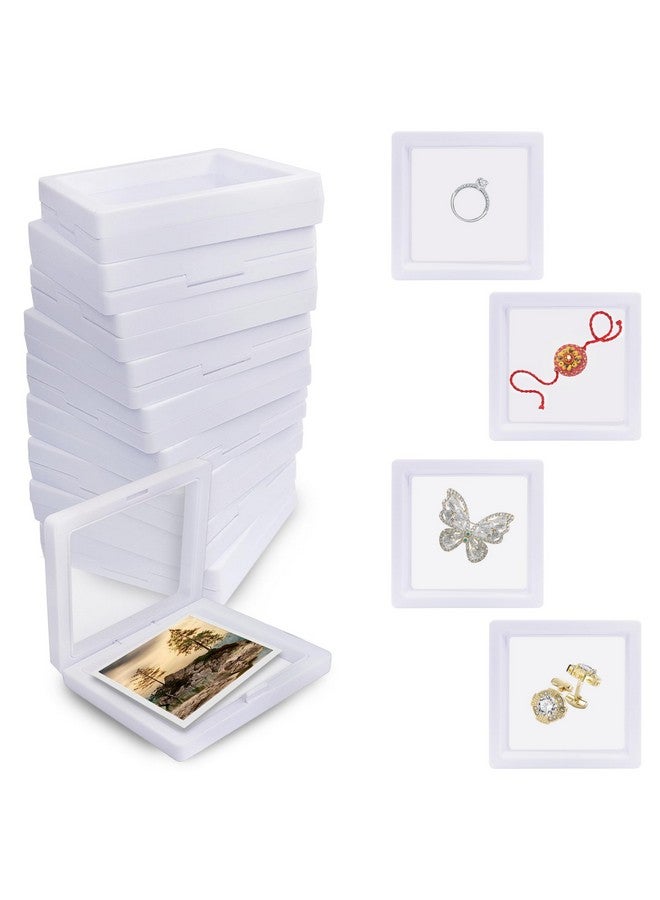 Sanas إطار صور مربع أبيض أكريليك من ساناس (10 قطع) هدية عيد ميلاد عنصر صندوق ظل عرض إطار صور وحامل طاولة لتزيين المنزل (10 قطع) (أبيض) - Image 1