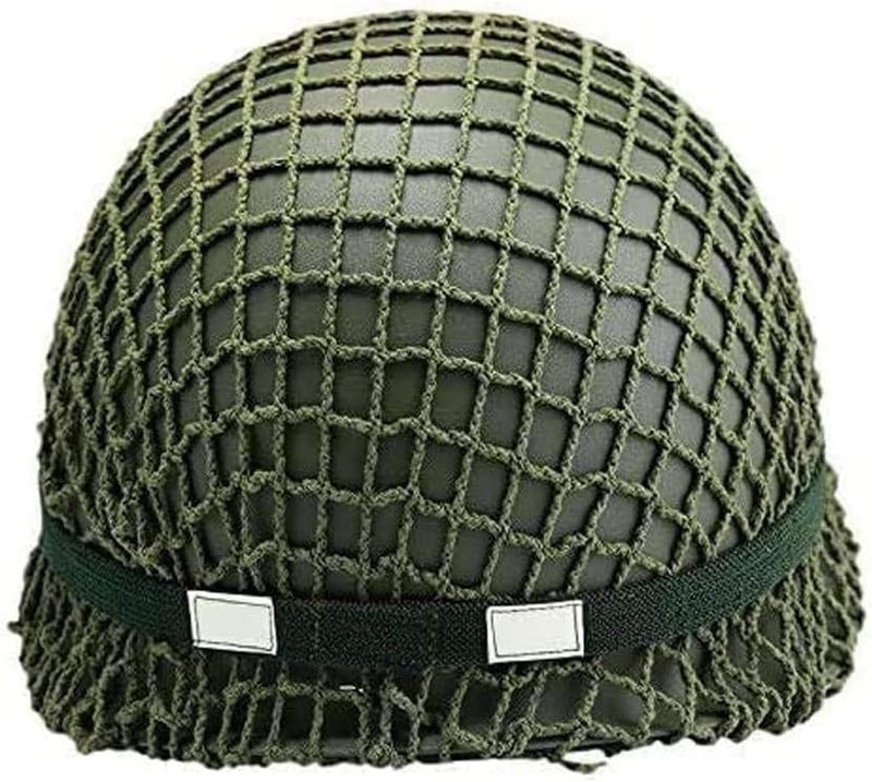 WXKHV WWII US Army M1 Green Helmet Replica with Net and Canvas Chin Strap - Image 5