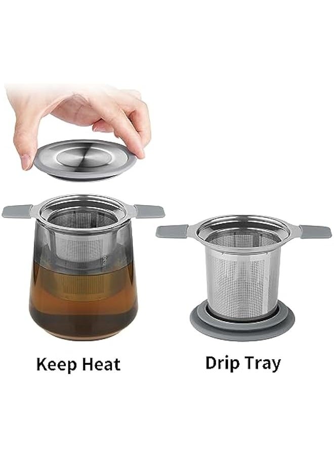 Topleo - Tea Infuser Strainers for Loose Tea, Stainless Steel Loose Leaf Tea Strainer Stepper with Heat Proof Double Handles, Extra Fine Mesh Tea Ball Infusers, Tea Diffuser Holder Filter for Mugs - Image 1