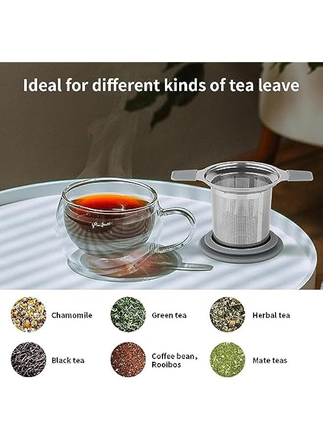 Topleo - Tea Infuser Strainers for Loose Tea, Stainless Steel Loose Leaf Tea Strainer Stepper with Heat Proof Double Handles, Extra Fine Mesh Tea Ball Infusers, Tea Diffuser Holder Filter for Mugs - Image 1