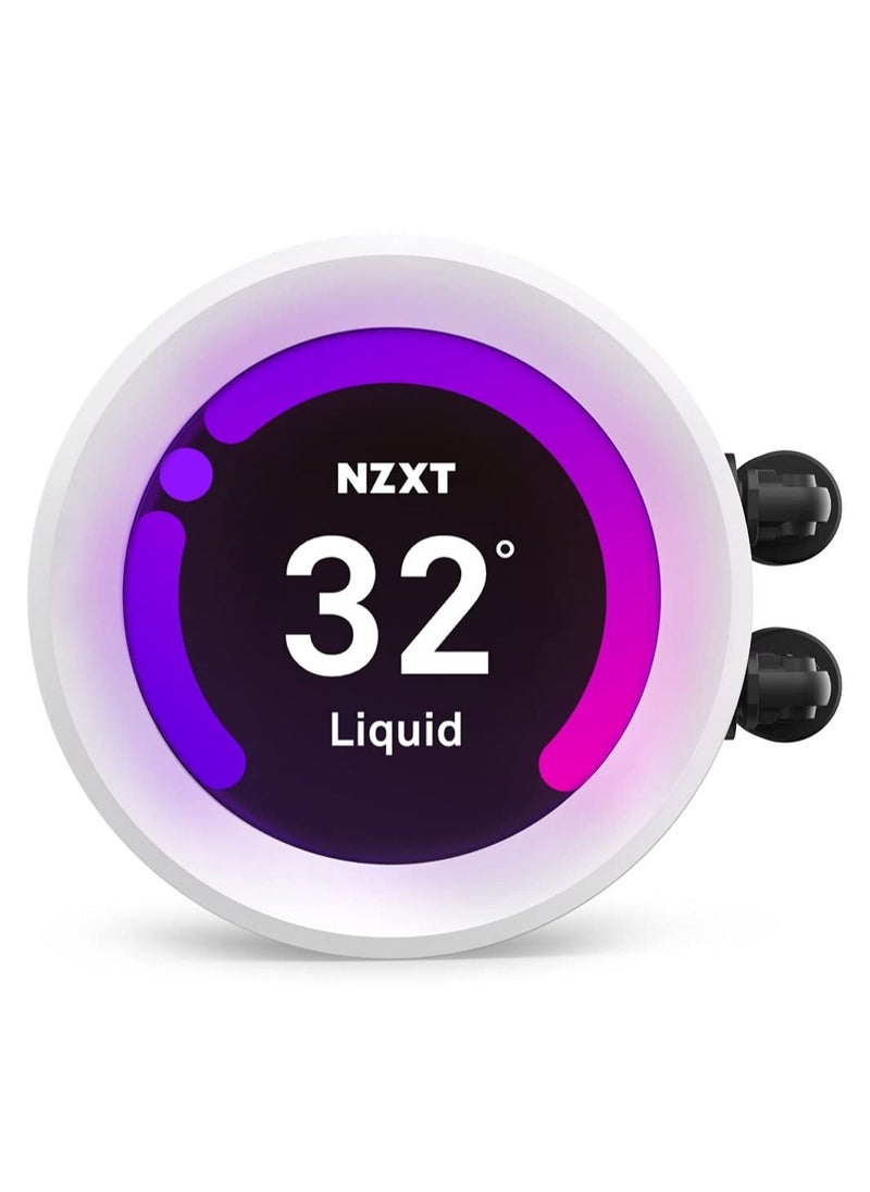 NZXT - NZXT Kraken Z63 RGB 280mm - RL-KRZ63-RW - AIO RGB CPU Liquid Cooler - Customizable LCD Display - Improved Pump - Powered by CAM V4 - RGB Connector - Aer RGB 2 140mm Radiator Fans (2 Included) - White - Image 1