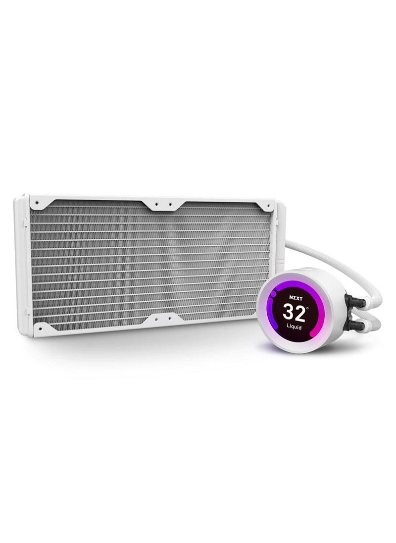 NZXT - NZXT Kraken Z63 RGB 280mm - RL-KRZ63-RW - AIO RGB CPU Liquid Cooler - Customizable LCD Display - Improved Pump - Powered by CAM V4 - RGB Connector - Aer RGB 2 140mm Radiator Fans (2 Included) - White - Image 1