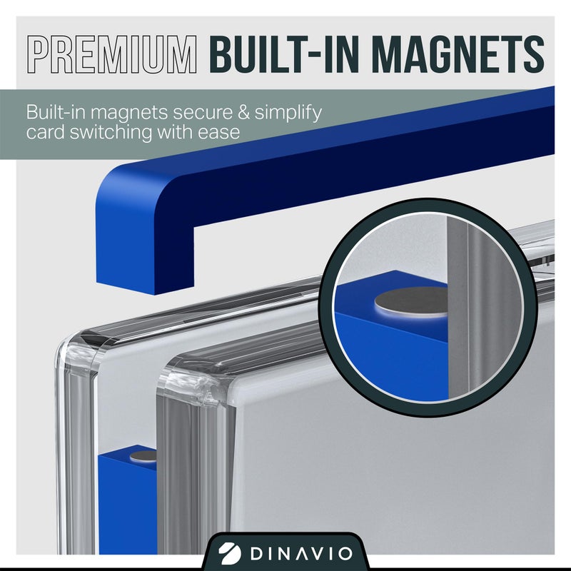 Dinavio Crafthouse PSA Graded Card Display Acrylic Case for Standard PSA and CGC Slabs - Slab Case - PSA Card Case - Graded Card Display Case - Updated Dimensions - Stand Included (Blue Border) - Image 5