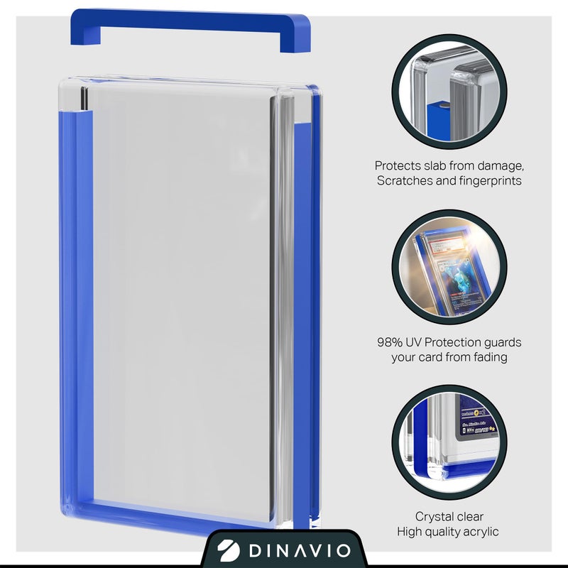 Dinavio Crafthouse PSA Graded Card Display Acrylic Case for Standard PSA and CGC Slabs - Slab Case - PSA Card Case - Graded Card Display Case - Updated Dimensions - Stand Included (Blue Border) - Image 3