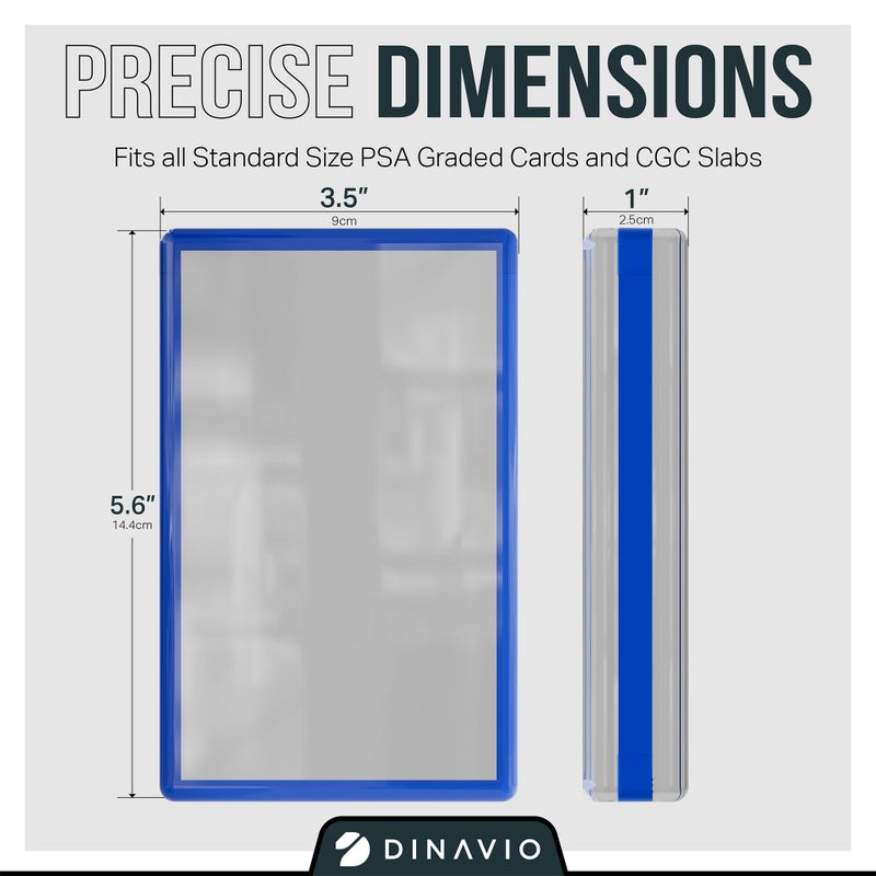 Dinavio Crafthouse PSA Graded Card Display Acrylic Case for Standard PSA and CGC Slabs - Slab Case - PSA Card Case - Graded Card Display Case - Updated Dimensions - Stand Included (Blue Border) - Image 2