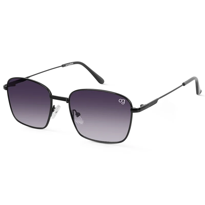 ووجلز نظارات شمسية مستطيلة سوداء بحماية من الأشعة فوق البنفسجية