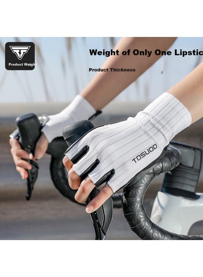Tosuod Cycling Gloves Half Finger Men Road Mountain Bike Women Bicycle Breathable Silicone Shock Absorption Equipment White XL - Image 3