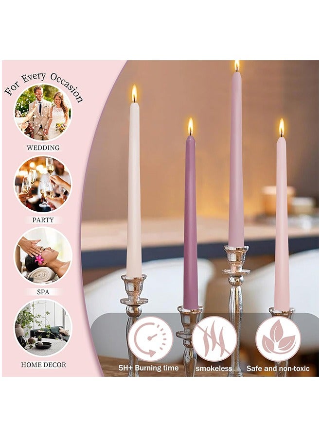 HaHaHai 4 PCS Romantic Rose Scent Scented Pink Gradient Color Scented Taper Candles Smokeless Candle Long Candles Wax Colored Taper Candles for Decor Wedding,Festival and Special Occasions,10 INCH - Image 3