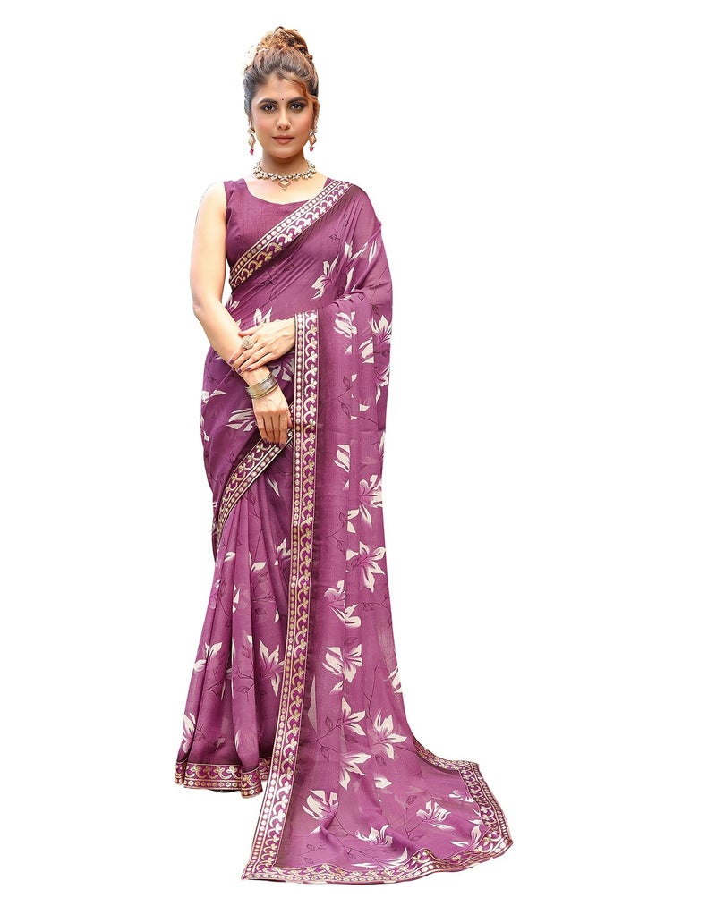 Yashika Women's Georgette Saree with Lace Border |Saree for Women |Lightweight Sari for Regular wear (AZ-YS-P1-HIRU PURPLE) - Image 5