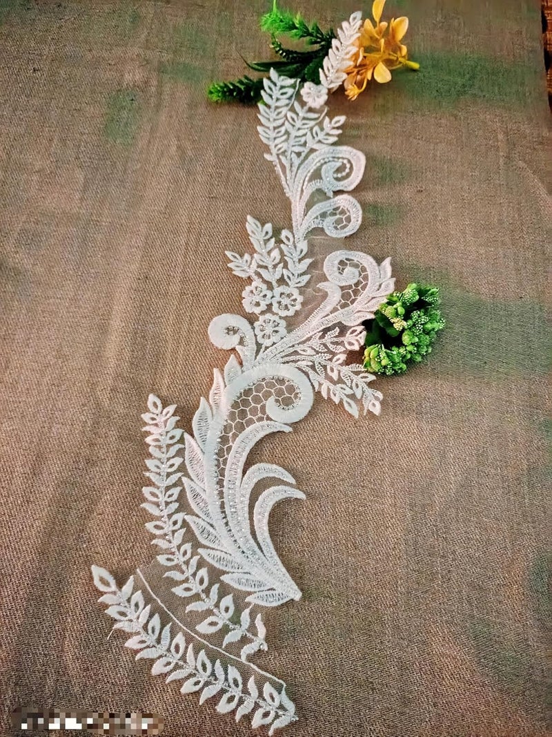 Unique Bridal Pearl White Patch Applique Patch 1 White Pt24 Beautiful Dyeable White Gowns Patch  - Image 1